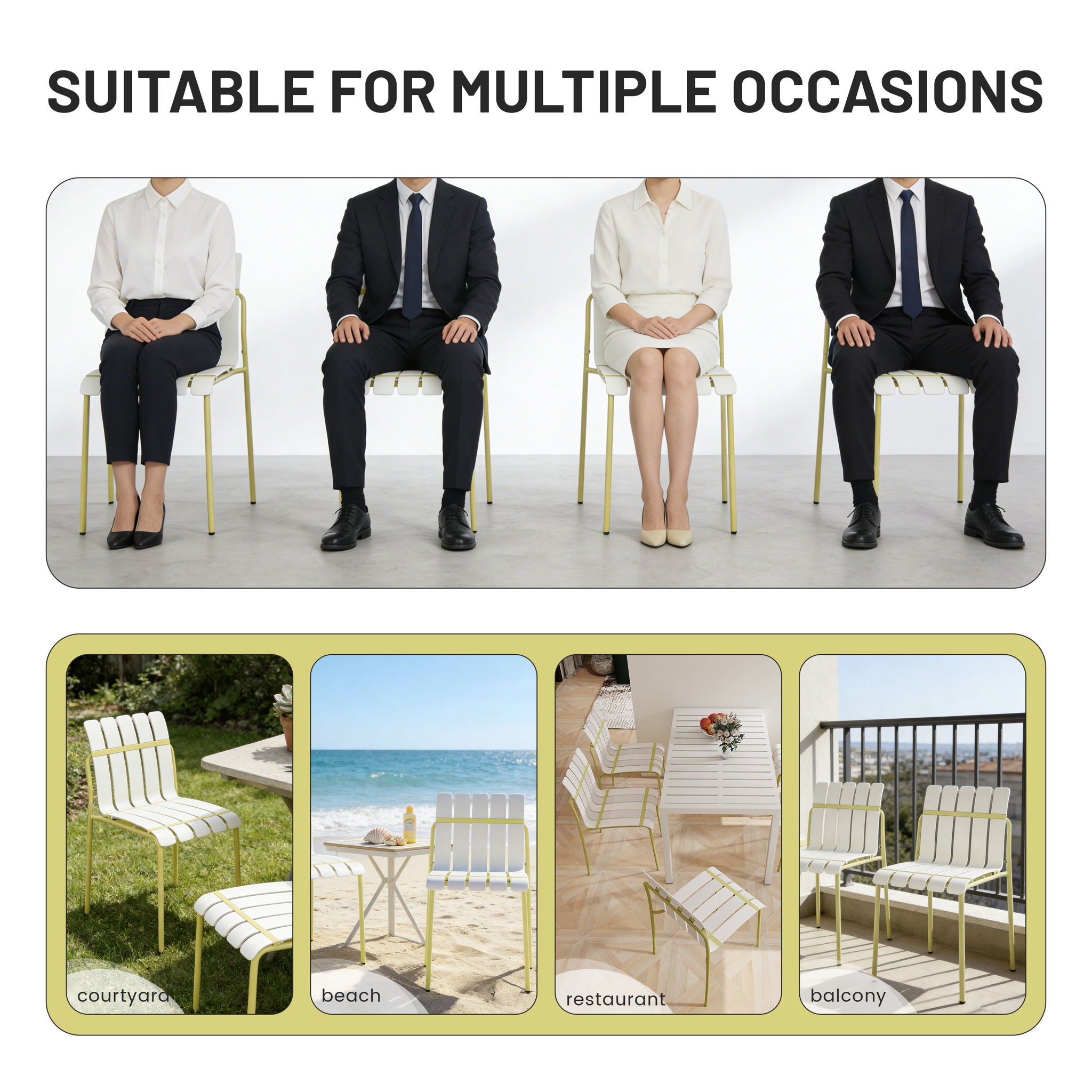 4 Piece Set Of Modern Color Block Designed Single Chairs With Folding Square Table