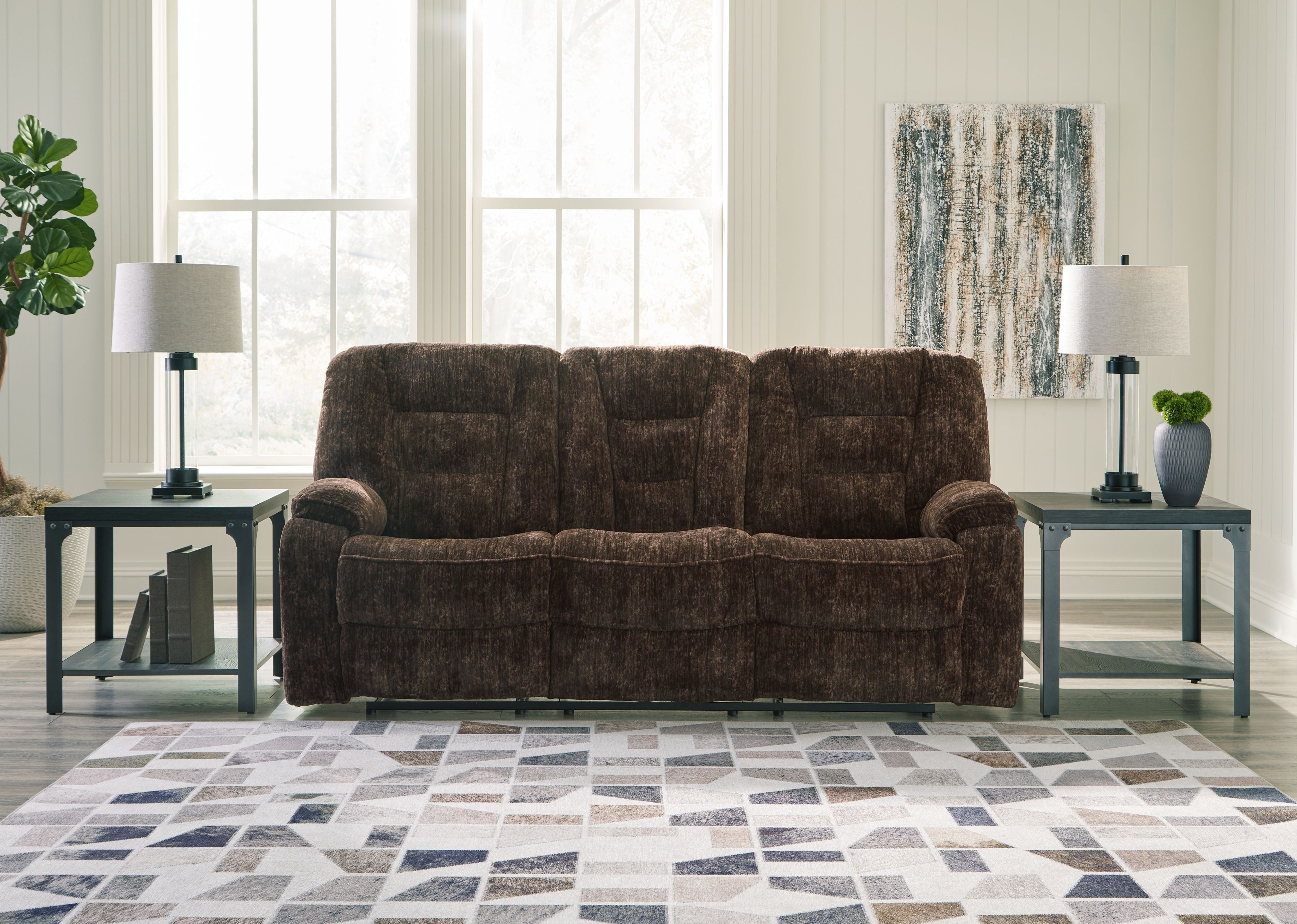 Signature Design by Ashley® Soundwave - Reclining Sofa W/Drop Down Table | Meri Furniture