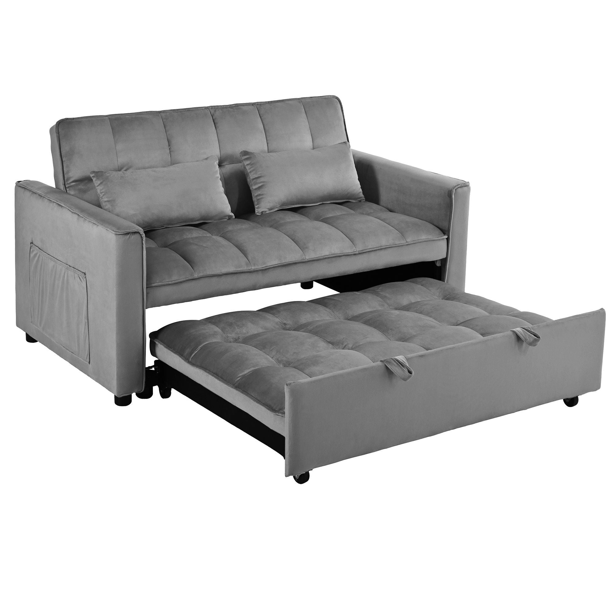 3 In 1 Pull Out Couch Convertible Sofa Bed With Reclining Backrest