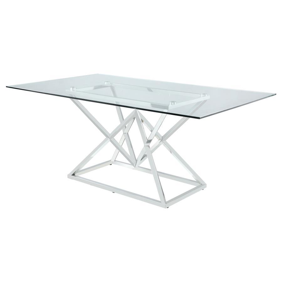 Coaster Fine Furniture Beaufort - Rectangular Glass Top Dining Table - Chrome | Meri Furniture