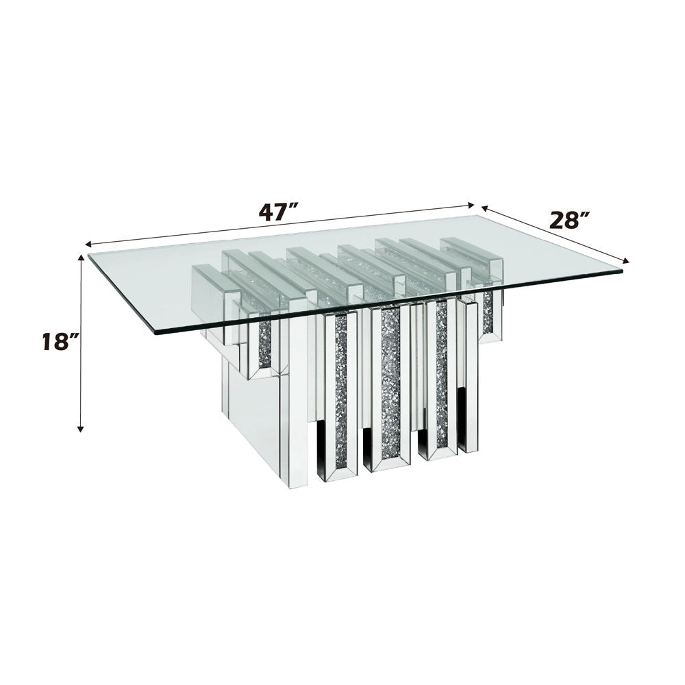 Noralie - 47" X 28" Coffee Table - Mirrored & Faux Diamonds