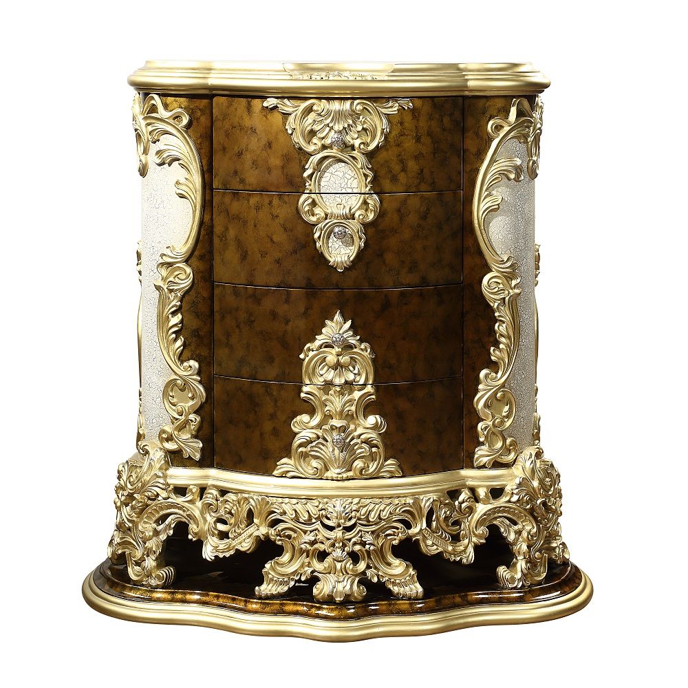 ACME Desiderius - Chest - Antique Gold & Hand Painted Brown | Meri Furniture