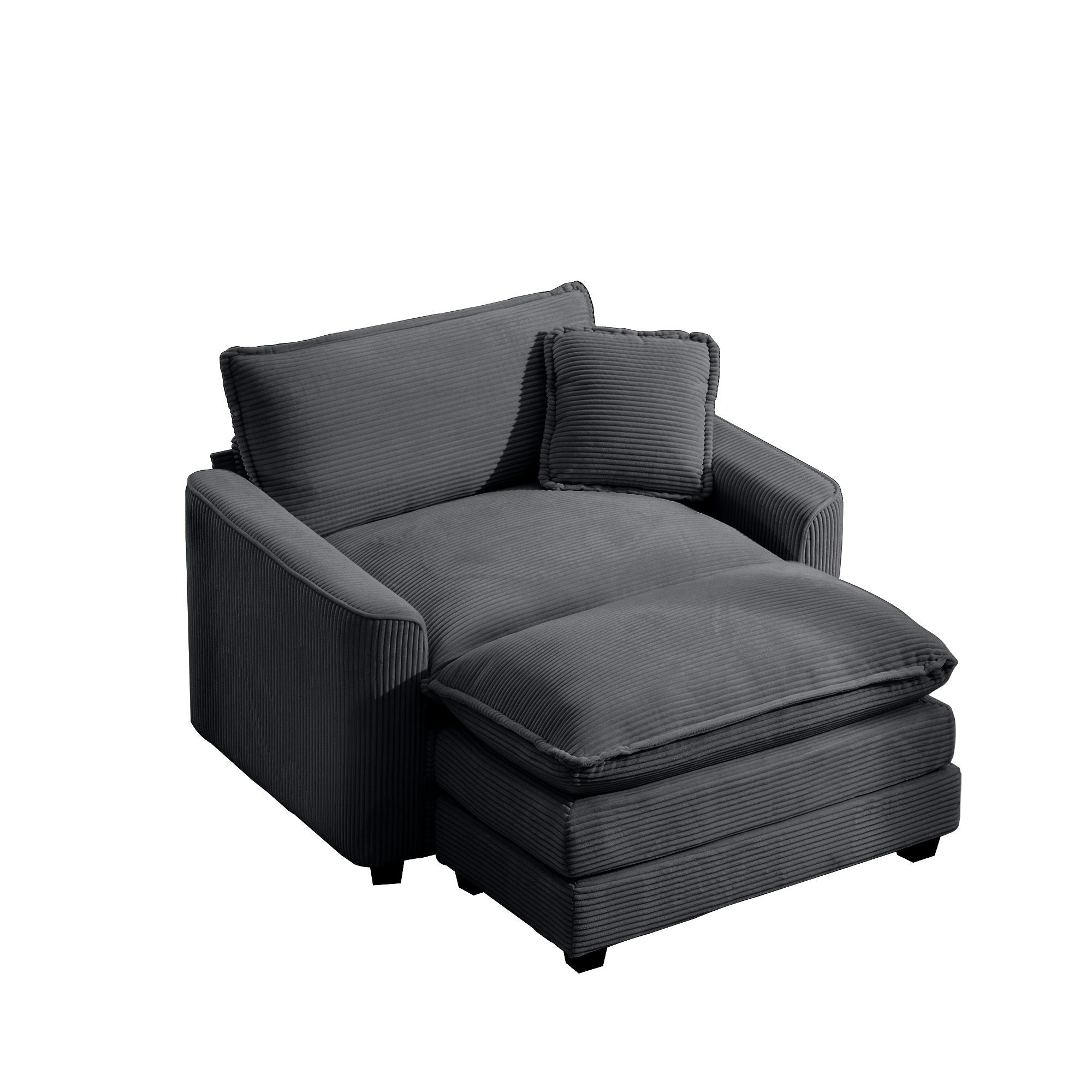Classic Modern Comfortable Single Chair Deep Seat Sofa With Footstool