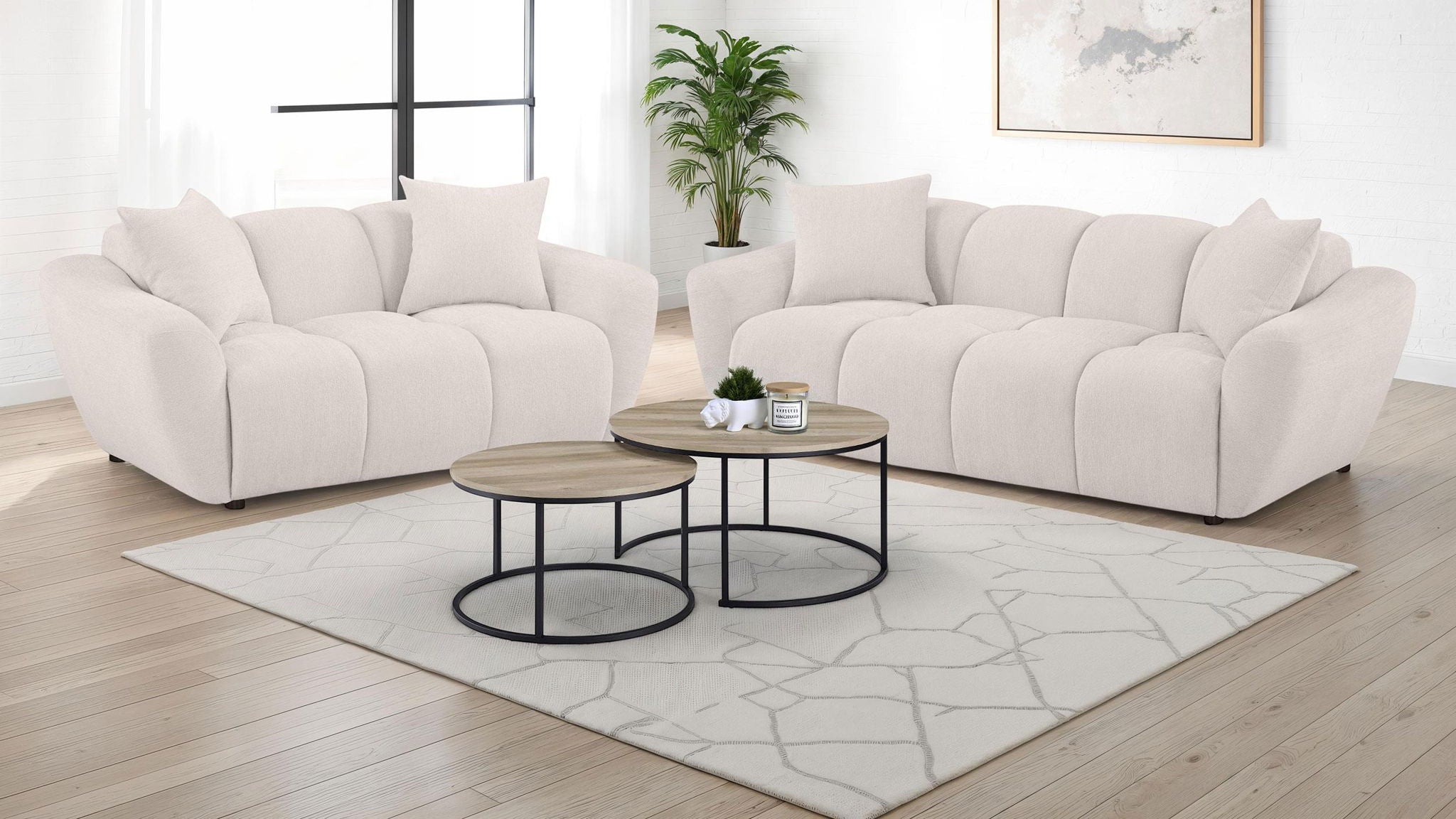 Destino Chenille Upholstered Splayed Arm Loveseat Greige