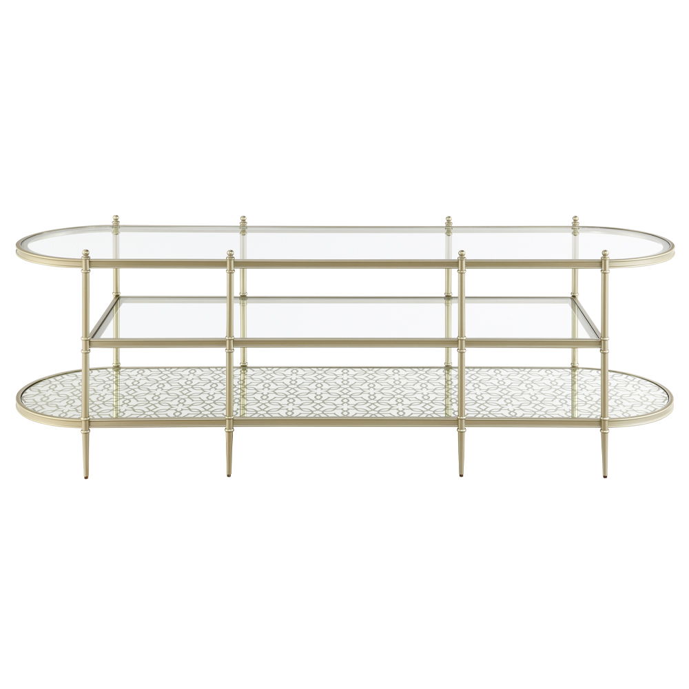 ACME Zaba - TV Stand - Glass Top & Silver | Meri Furniture