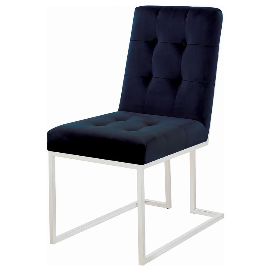 Coaster Fine Furniture Cisco - Velvet Upholstered Dining Side Chair (Set of 2) - Chrome | Meri Furniture