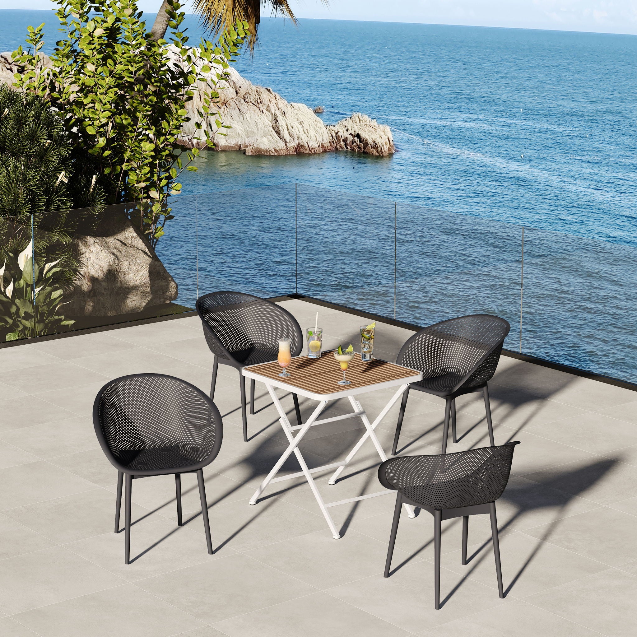 2 Pack Lounge Chair Set & Folding Square Table
