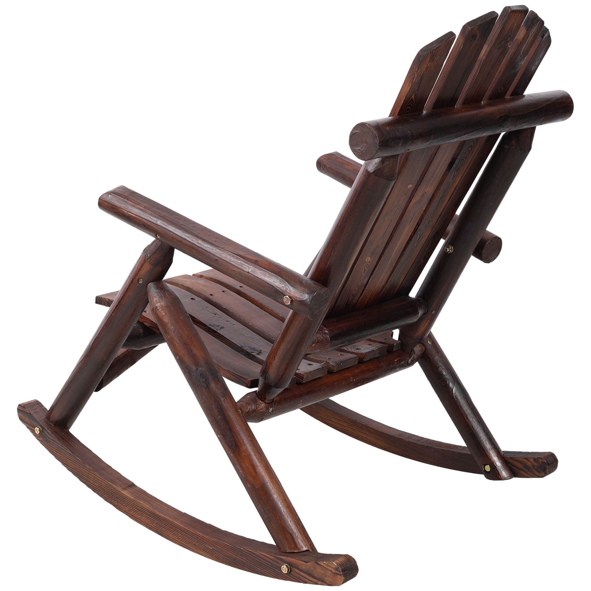 Durable Wooden Porch Rocker, Fir Log Rocking Chair