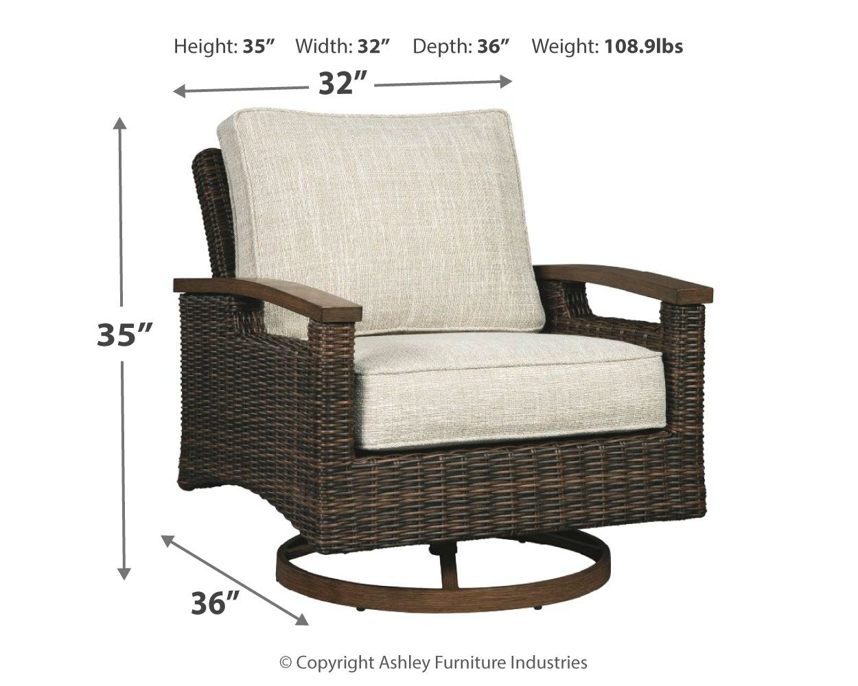 Ashley Furniture Paradise - Medium Brown - Swivel Lounge Chair (Set of 2) | Meri Furniture