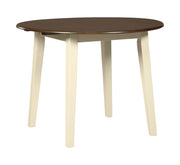 Signature Design by Ashley® Woodanville - Cream / Brown - Round Drm Drop Leaf Table | Meri Furniture