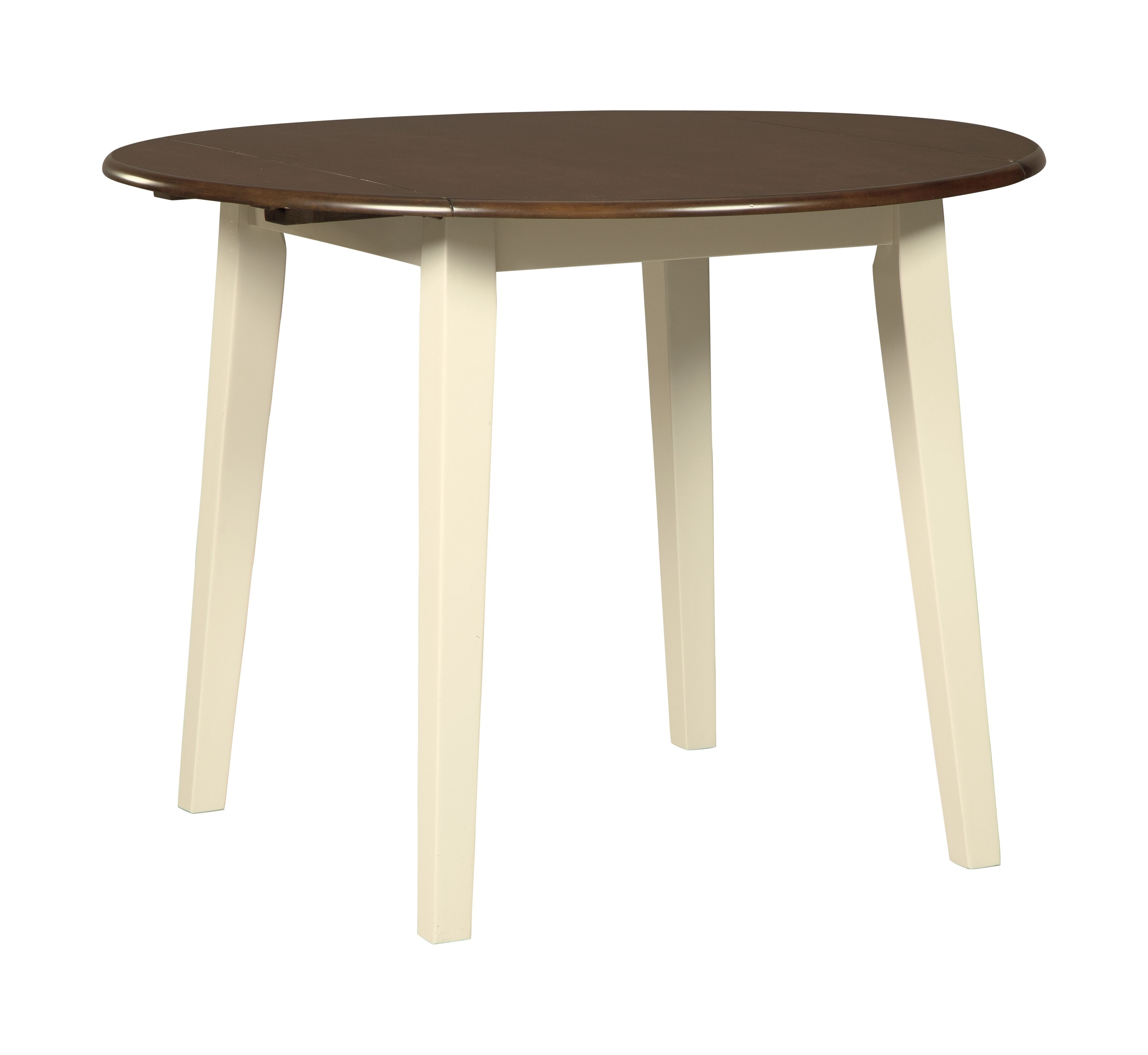 Signature Design by Ashley® Woodanville - Cream / Brown - Round Drm Drop Leaf Table | Meri Furniture