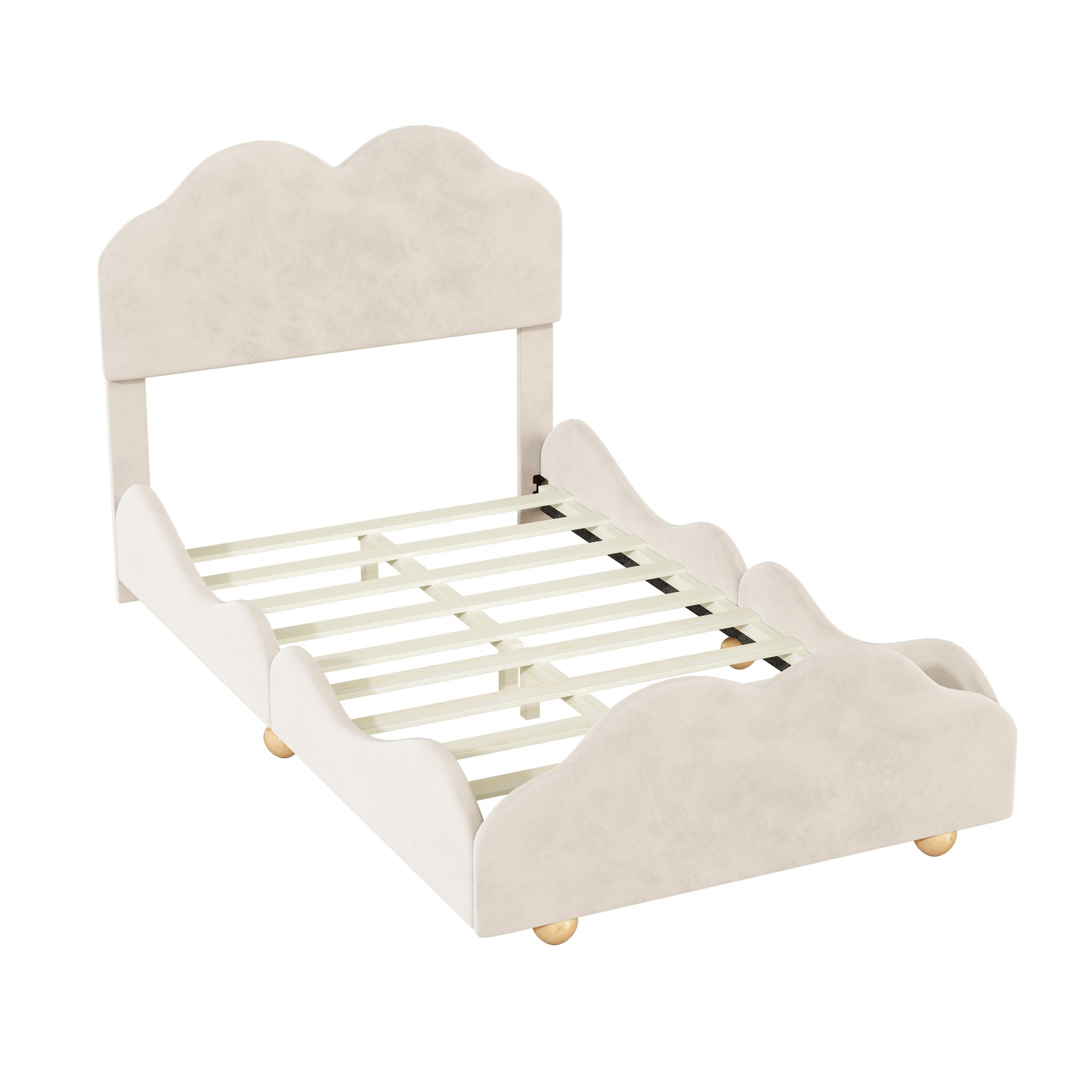 Upholstered Platform Bed With Cloud Shaped Board
