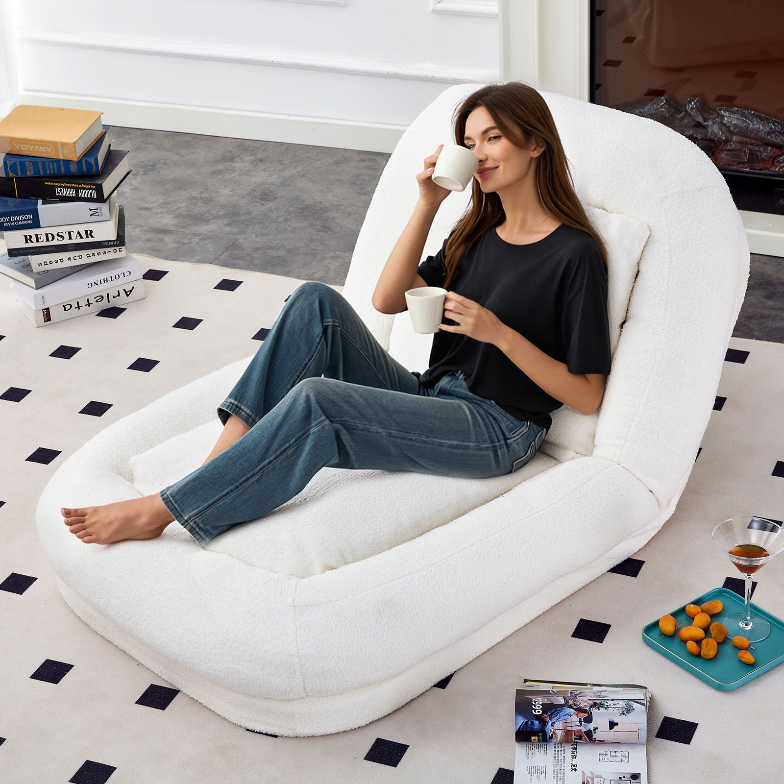 Contemporary Folding Sofa Chair With 5 Adjustable Positions For Gaming, Meditation, And Relaxation