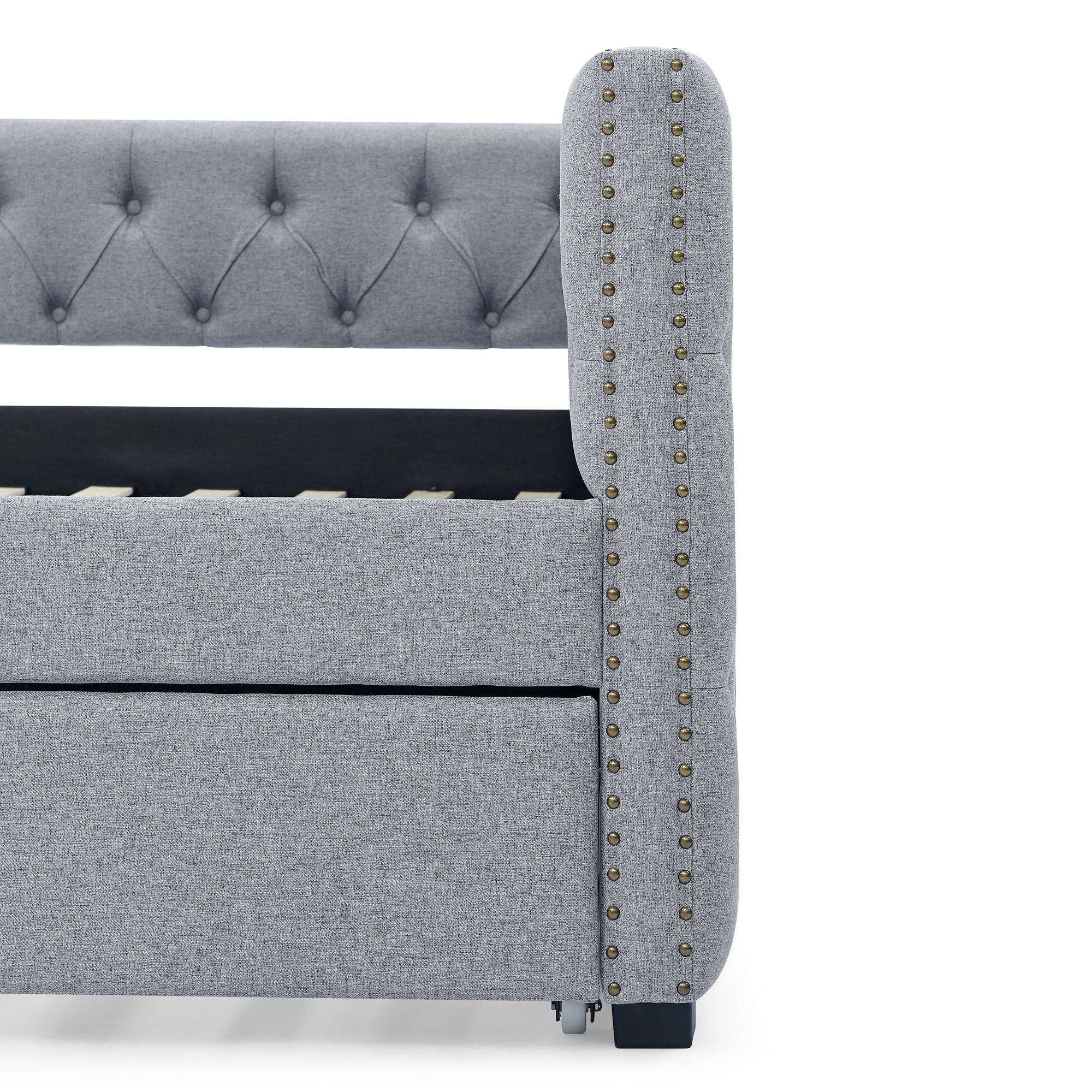 Inspired Upholstered Daybed With Trundle, Button Tufted
