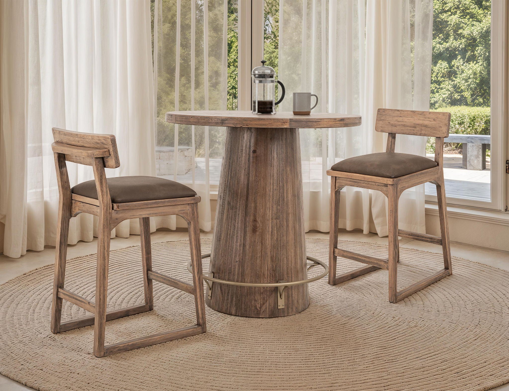 Balam - 30" Barstool (Set of 2) - Light Brown / Dark Brown