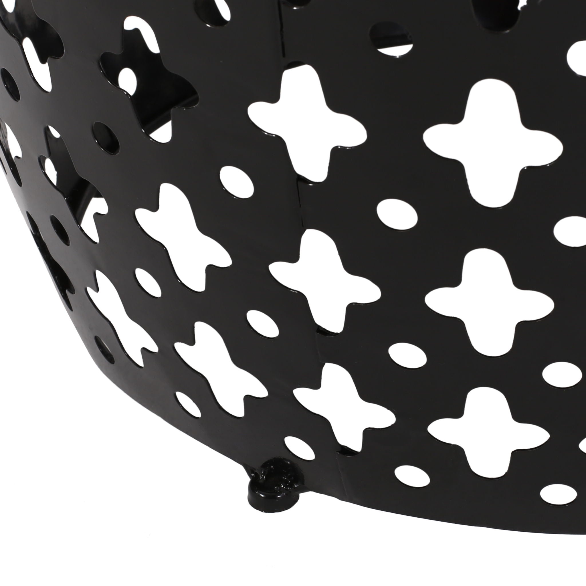 Modern Outdoor Metal End Table Set With Durable Iron Frame - Black