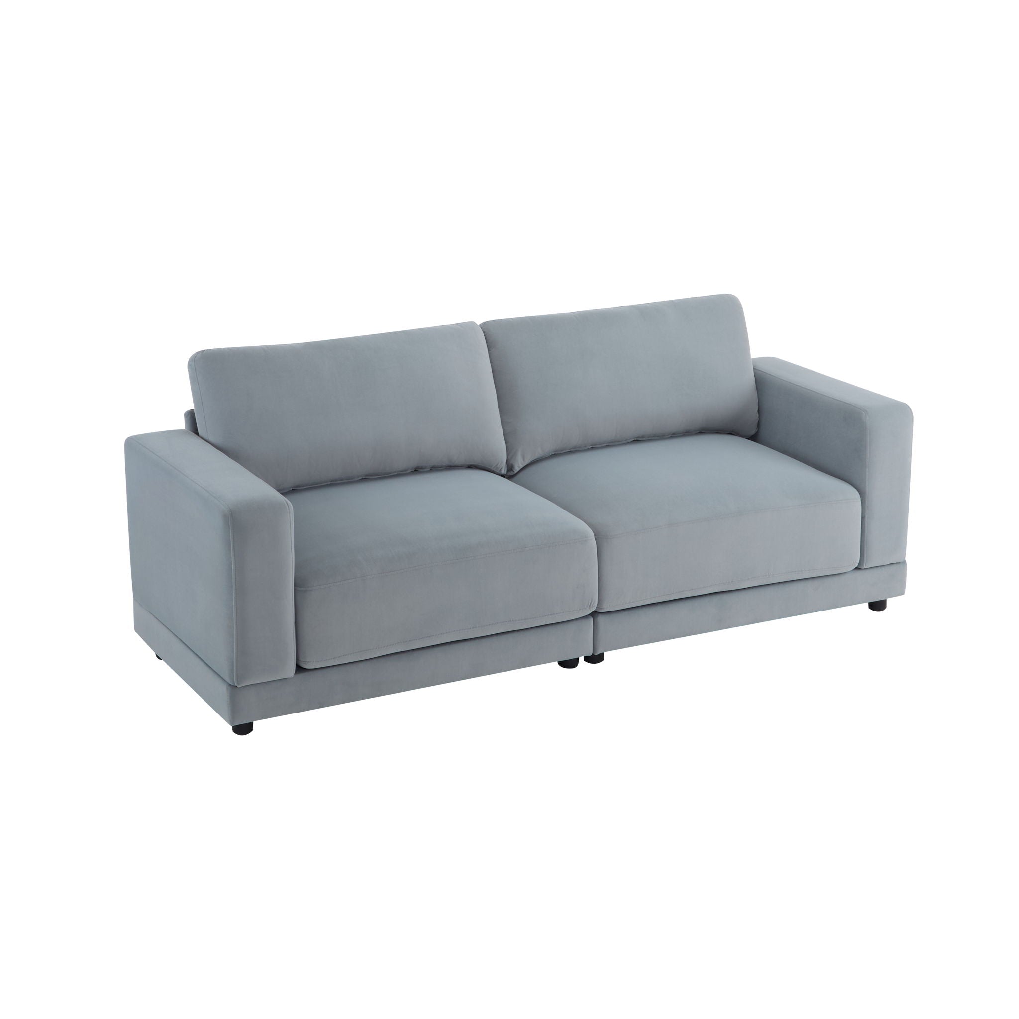 Modern Square Arm Sofa With Soft Fabric Upholstery, Deep Cushions