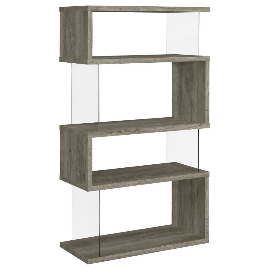 Coaster Fine Furniture Emelle - 4-Shelf Glass Panel Bookshelf | Meri Furniture