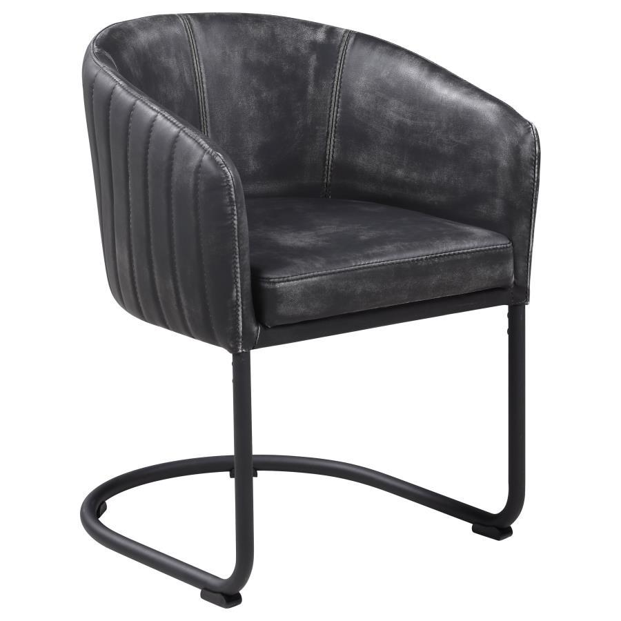 Coaster Fine Furniture Banner - Leatherette Upholstered Dining Arm Chair - Anthracite | Meri Furniture