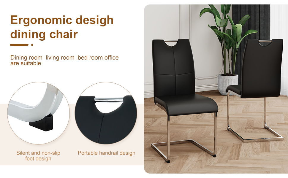 Modern Dining Chairs With Padded Seat And Metal Legs