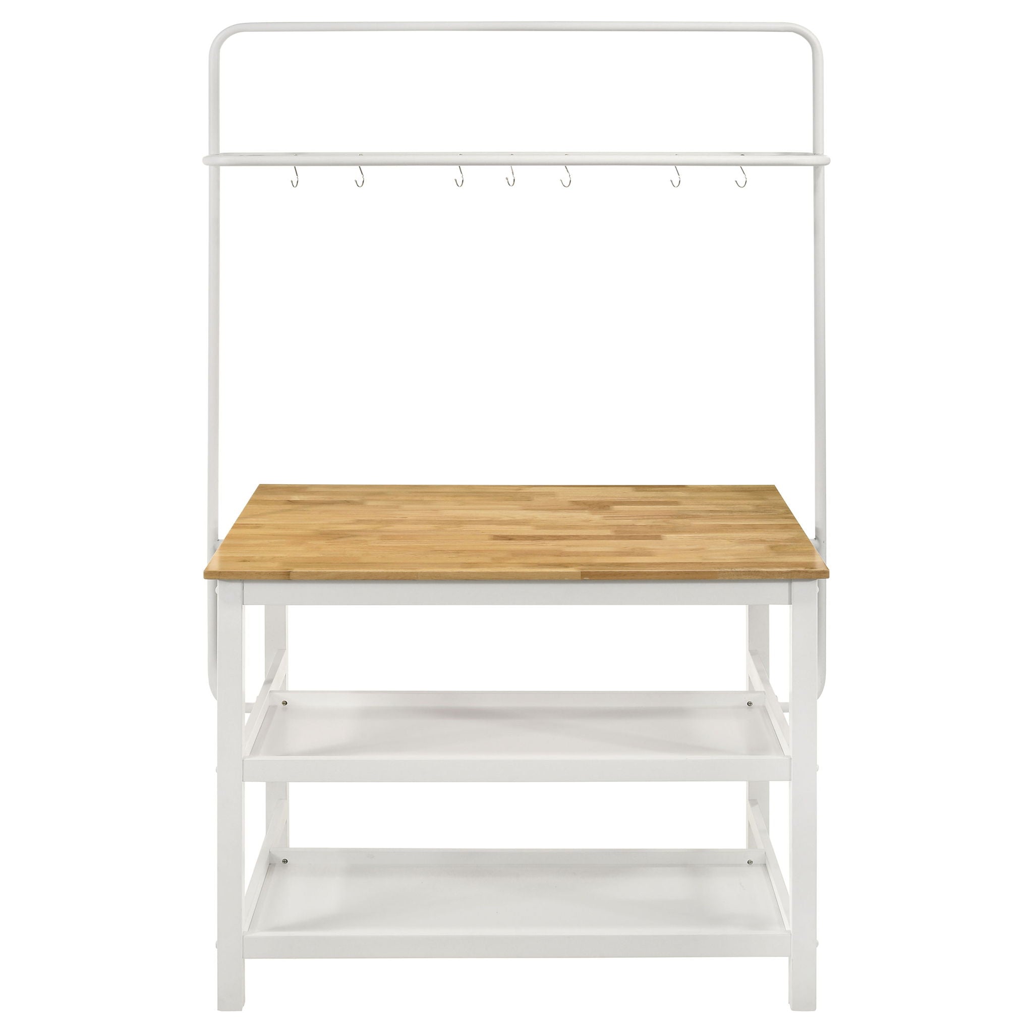 Cowichan - Kitchen Island Counter Table With Pot Rack - White