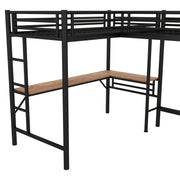 Twin Loft Bed With 2 Built In Desks, Mission Style - Black