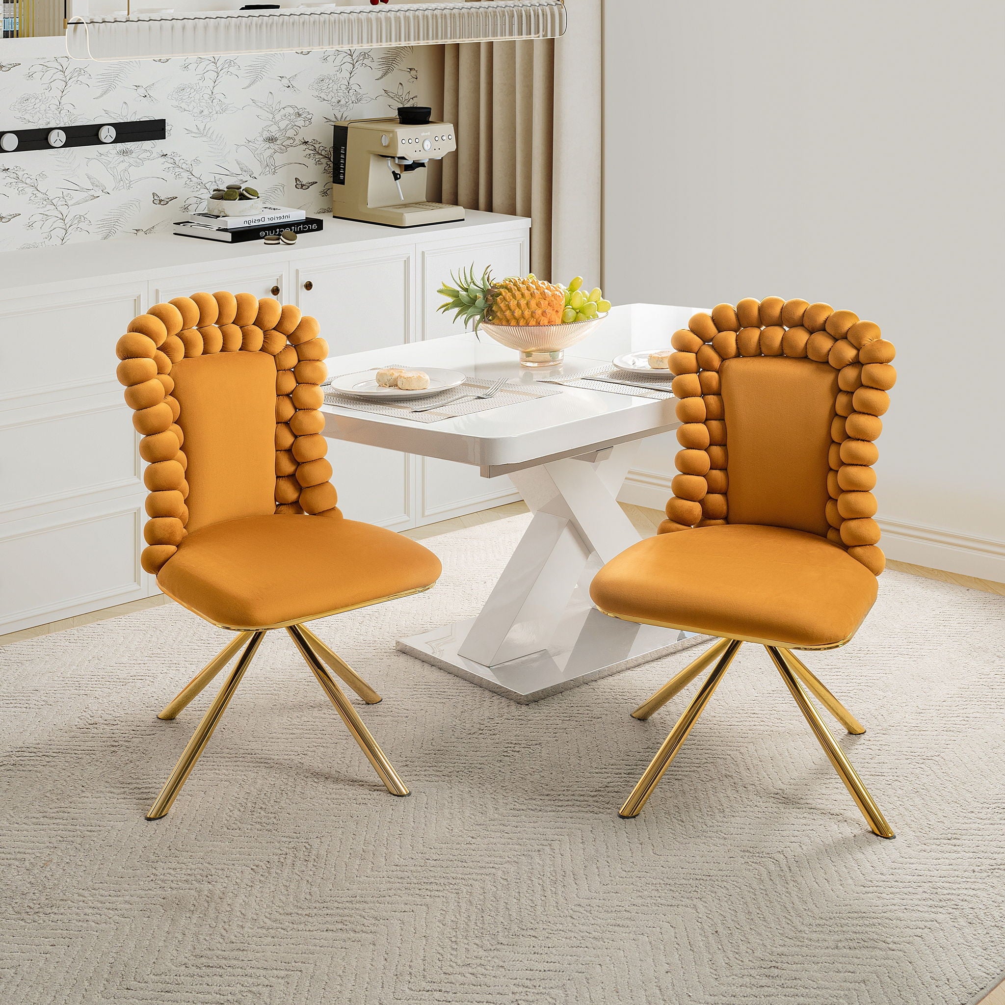 Upholstered Swivel Dining Chairs (Set of 2)
