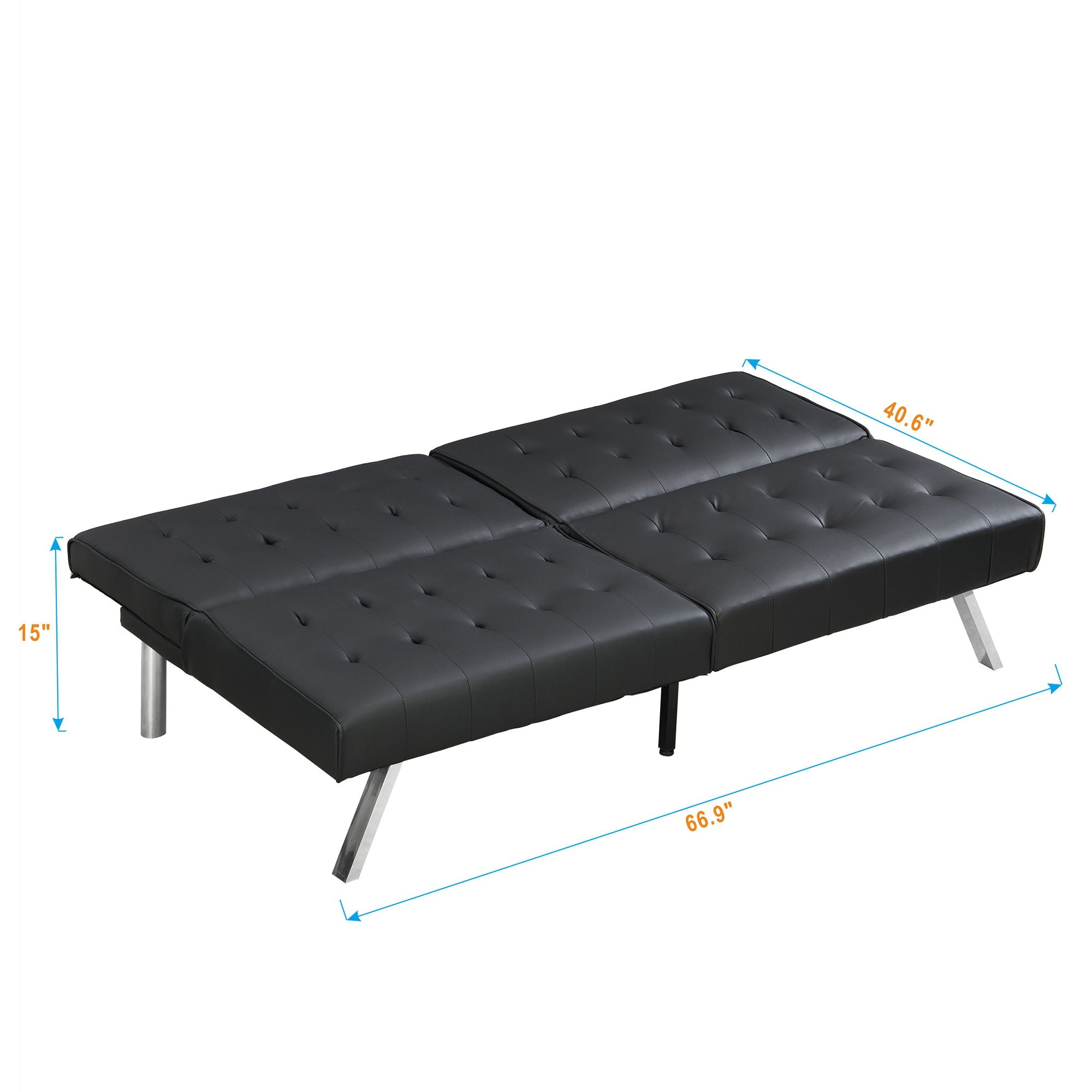 Contemporary Wood Frame Sofa Bed With Stainless Legs - Black