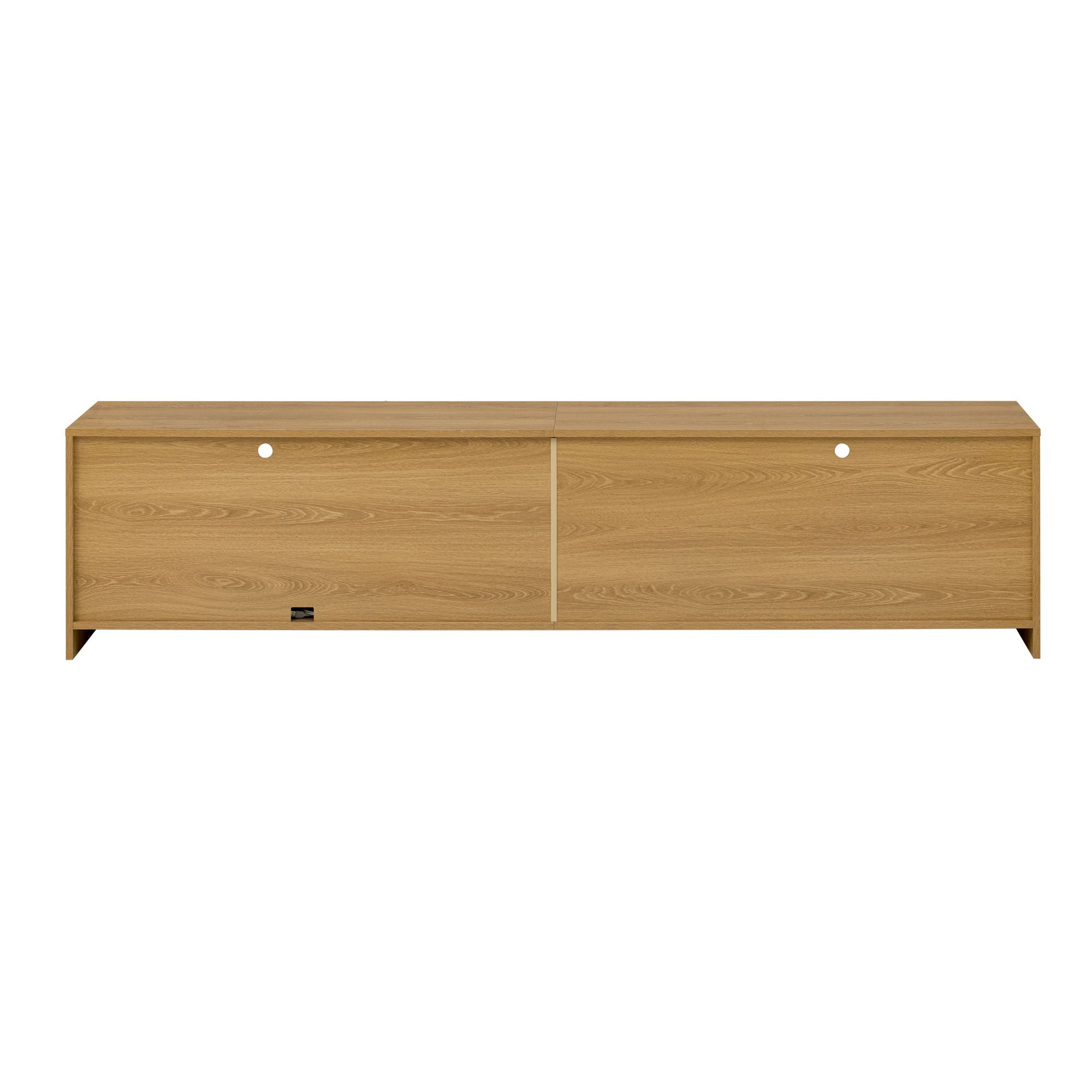 TV Stand With 6 Cabinets & 2 Open Compartments, Entertainment Center For TVs Up To 90'', Television Console - Natural Wood