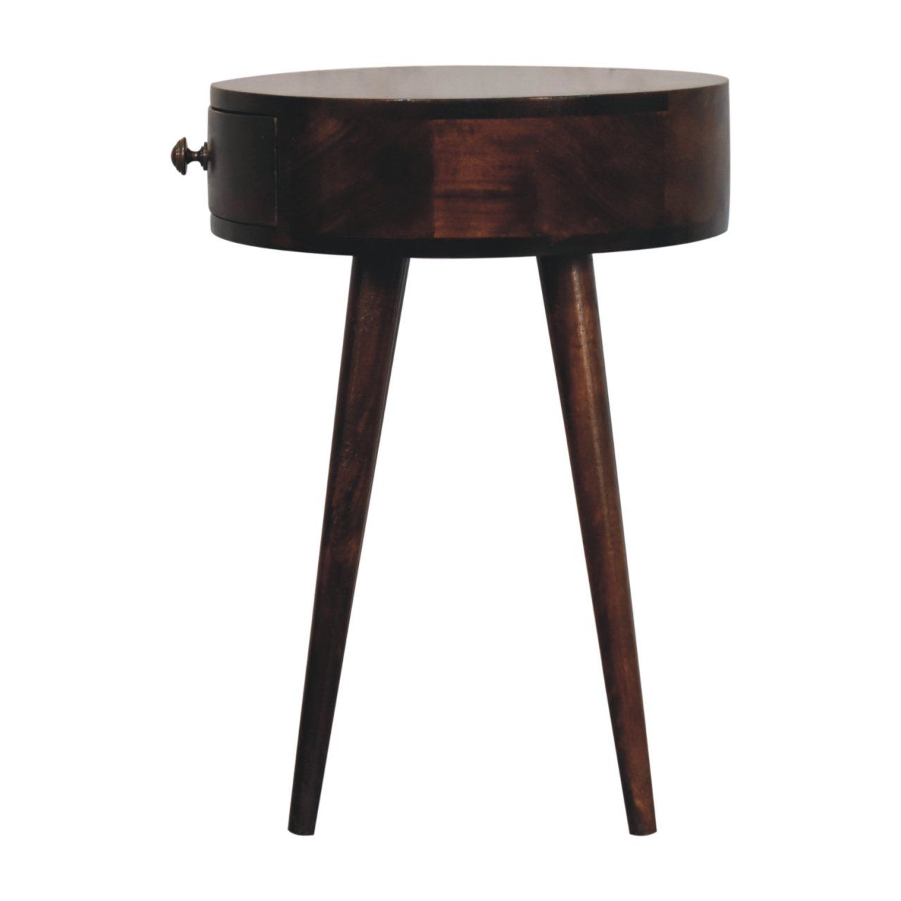 Nordic Circular Shaped Bedside Table - Walnut