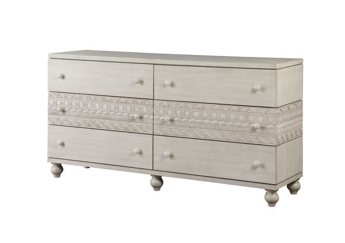 ACME Roselyne - Dresser - Antique White Finish | Meri Furniture