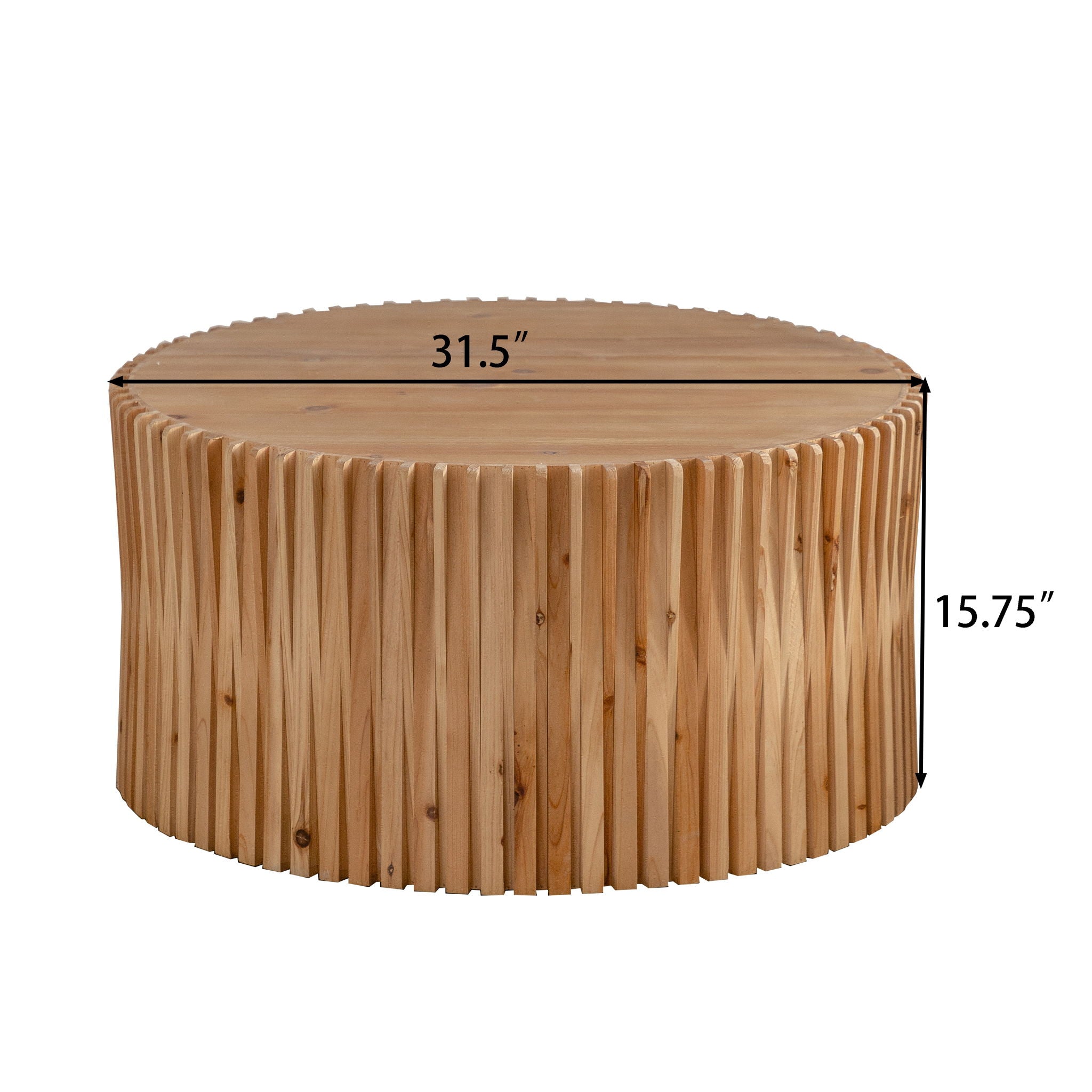 Cylindrical Coffee Table With Vertical Texture Relief