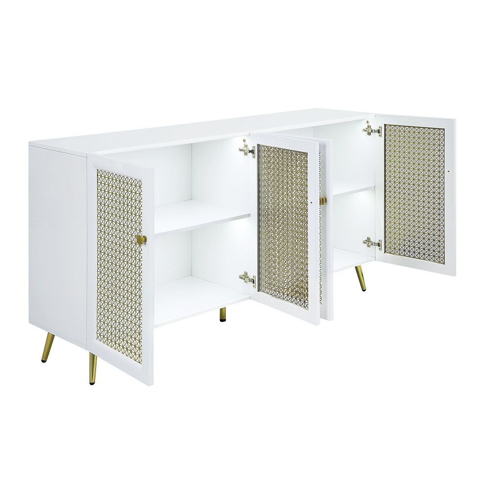 ACME Gaerwn - Console Cabinet With LED - White High | Meri Furniture