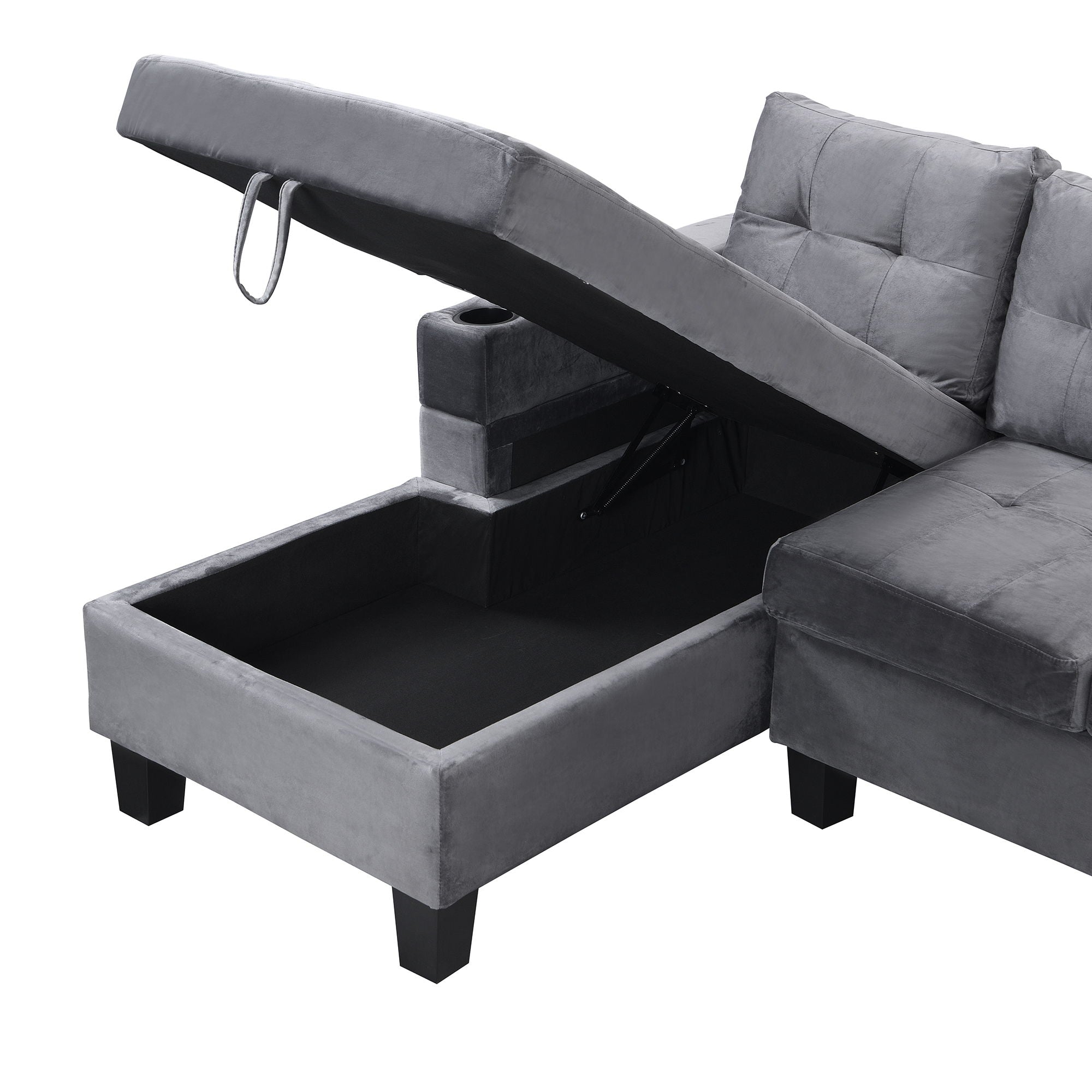 Modern Sectional Sofa Set With L Shape Chaise Lounge And Storage