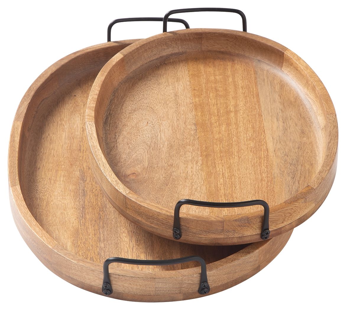 Ashley Furniture Jocelyne - Brown / Black - Tray Set (Set of 2) | Meri Furniture