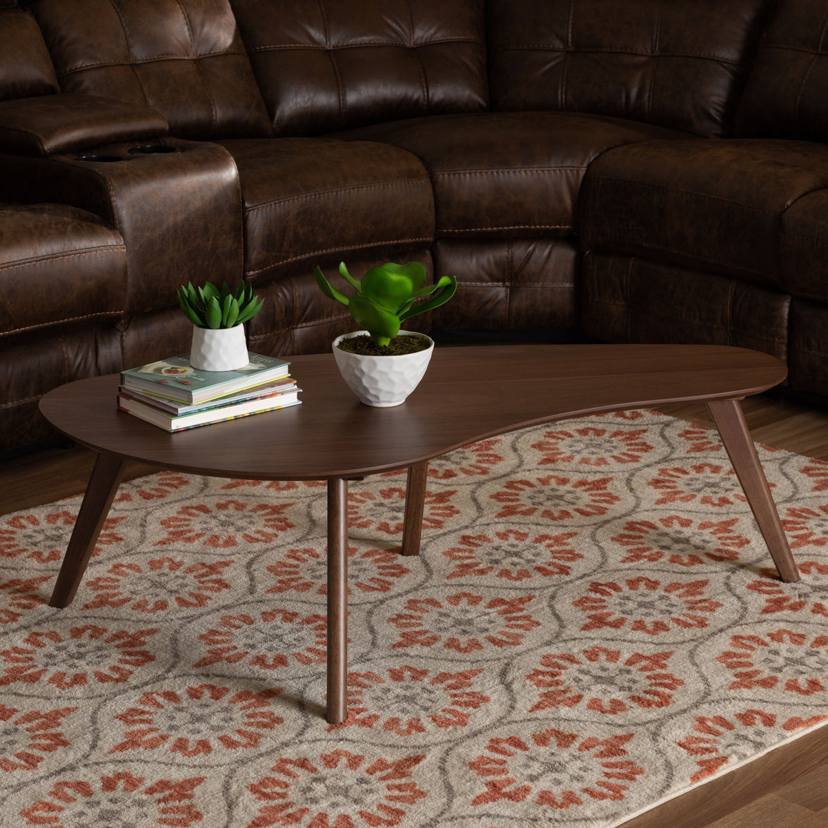 Scarlette Mid-Century Modern Walnut Finished Coffee Table