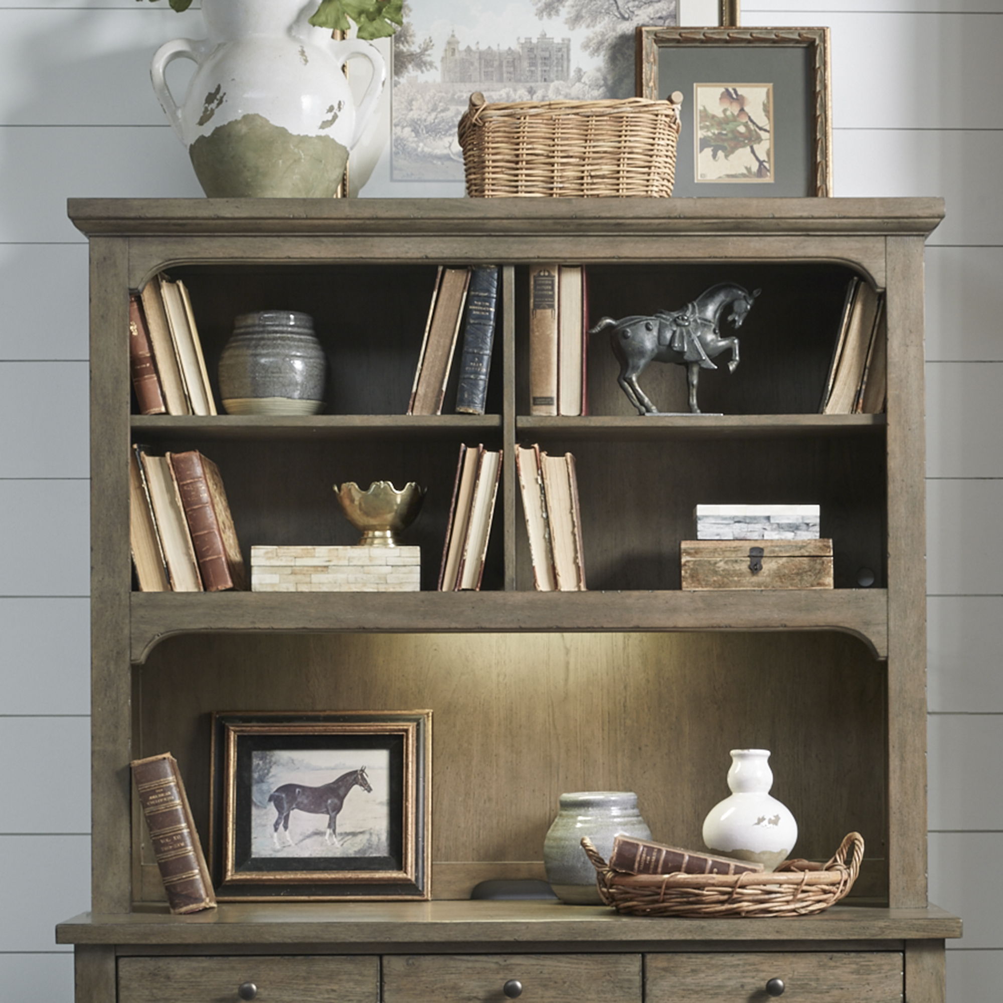 Liberty Furniture Americana Farmhouse - Credenza Hutch - Light Brown | Meri Furniture