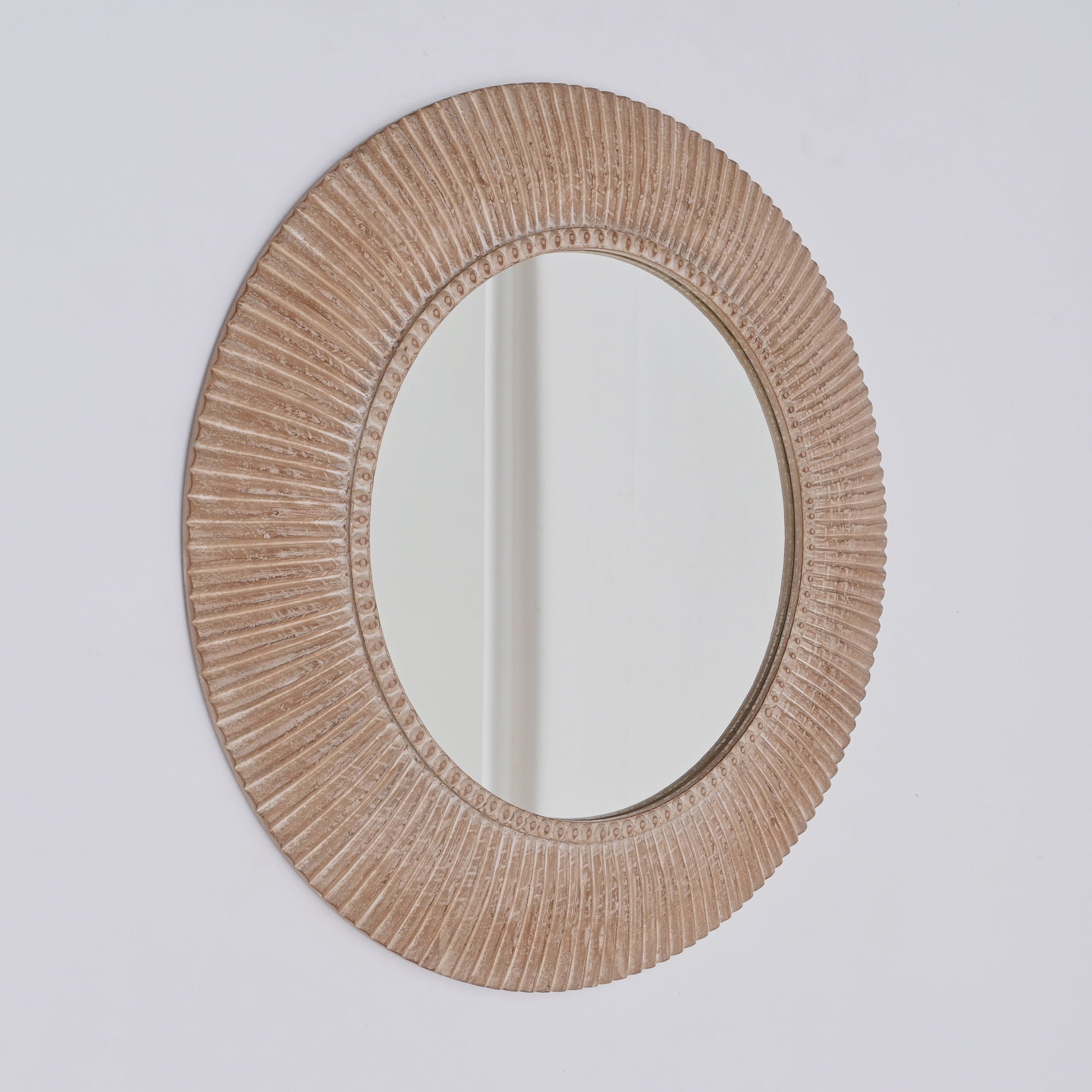 Handcarved Decorative Hanging Wall Mirror - Antique Brown / White