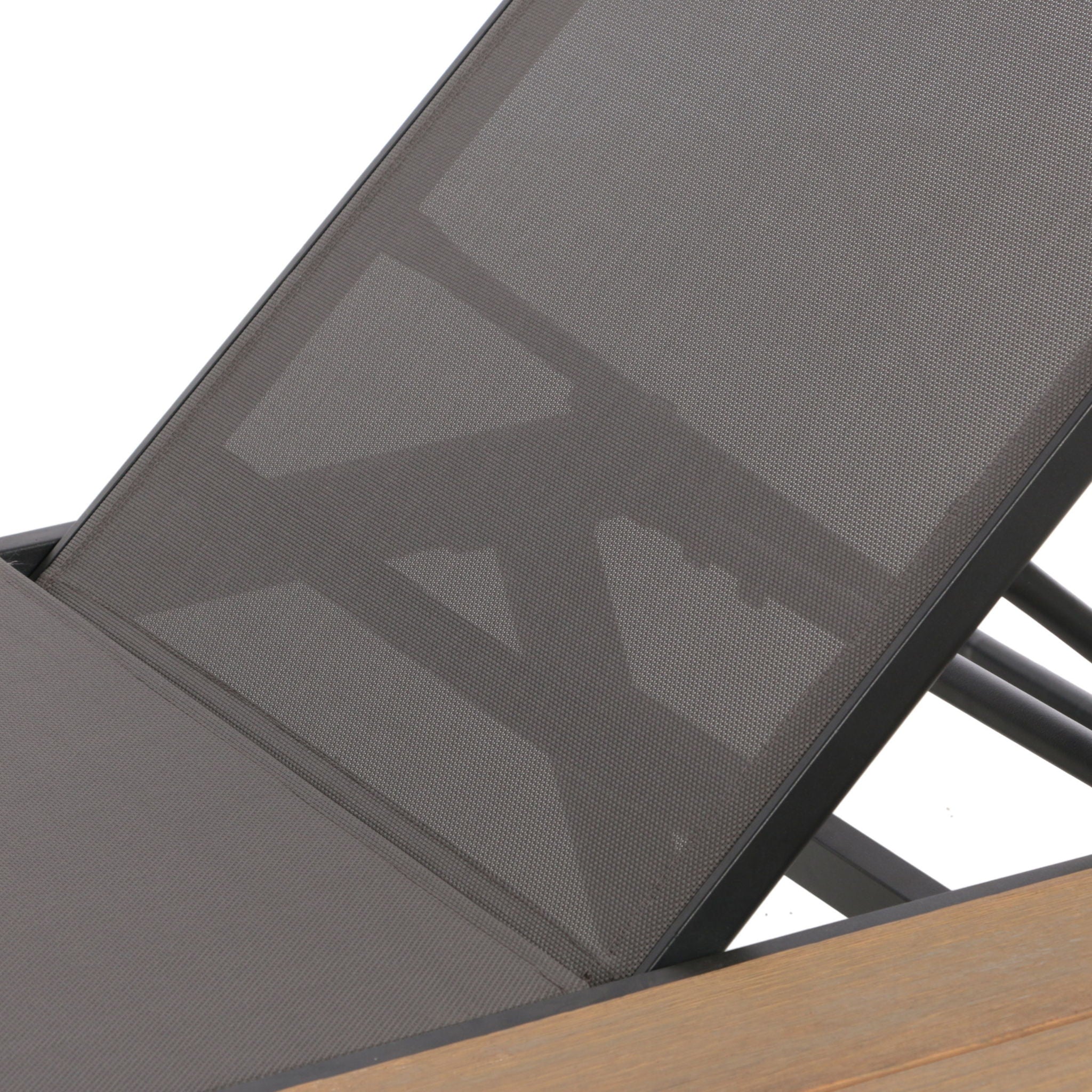 Waterloo - Chaise Lounge With Attached Wood Side Table (Set of 2) Adjustable Eucalyptus Wood And - Gray / Black