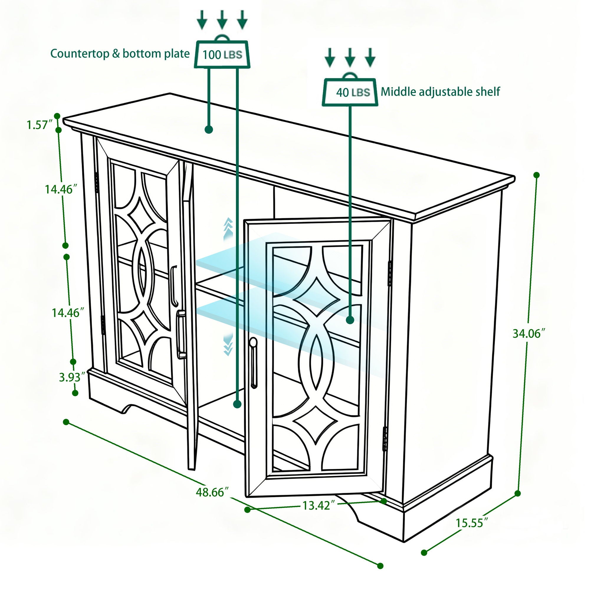Spacious Sideboard With 3 Doors - Ox Blood Red