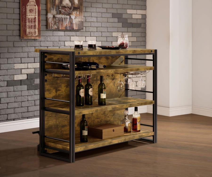 Coaster Fine Furniture Renaldi - 3-Shelf Home Bar Wine Cabinet - Rustic Nutmeg | Meri Furniture