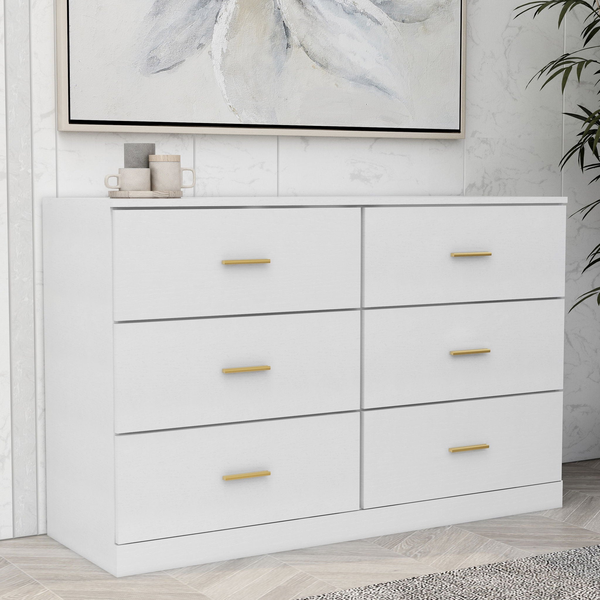 Modern Drawer Dresser For Bedroom, Ample Storage Wide Chest Of Drawers