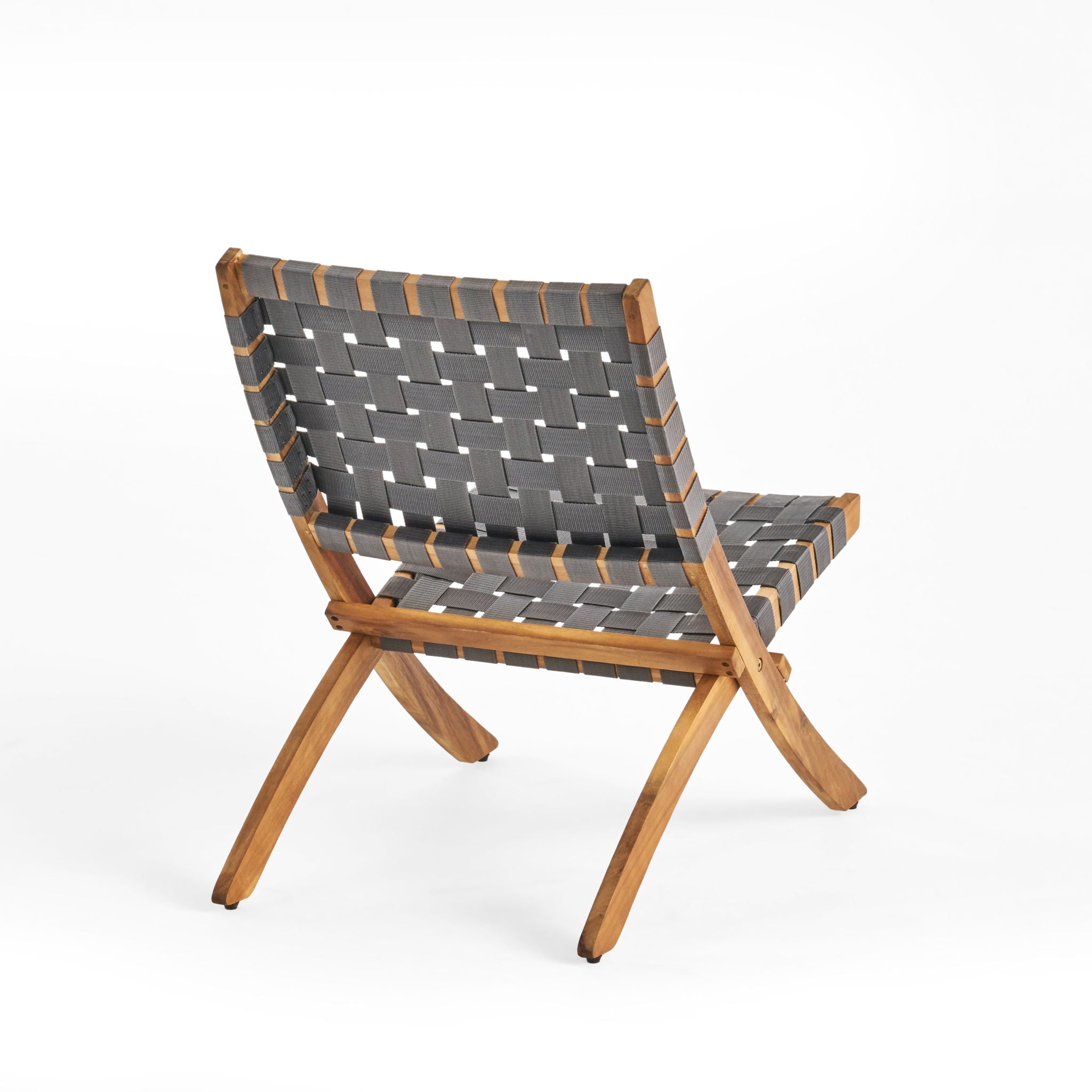 Solidago - Outdoor And Strapping Belt Folding Chairs, (Set of 2) - Black / Brown