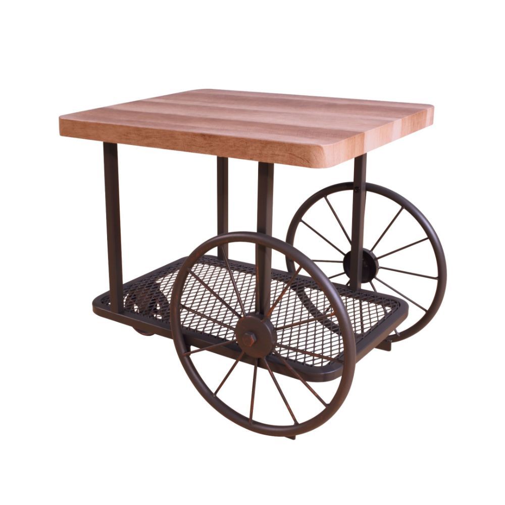 ACME Francie - End Table - Oak & Antique Gray | Meri Furniture