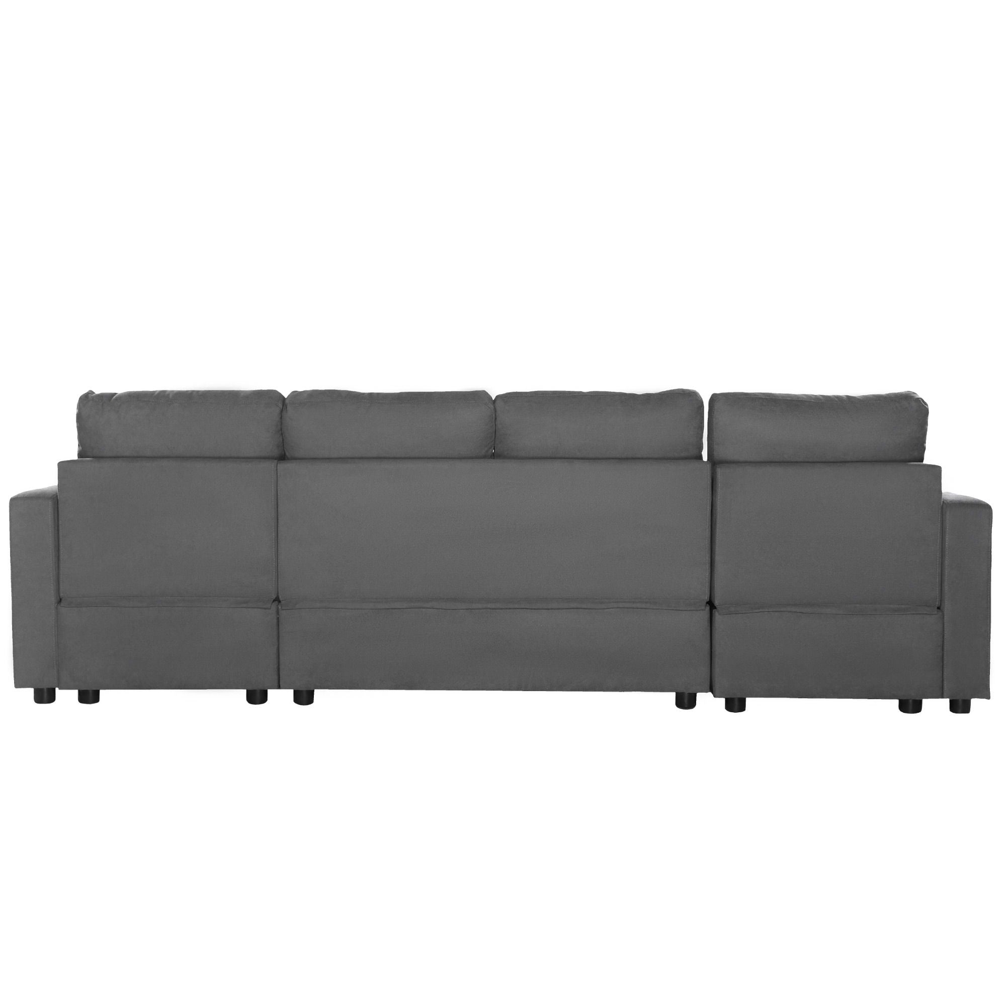 Convertible Sectional Sofa With Storage Chaise Lounges And USB Ports