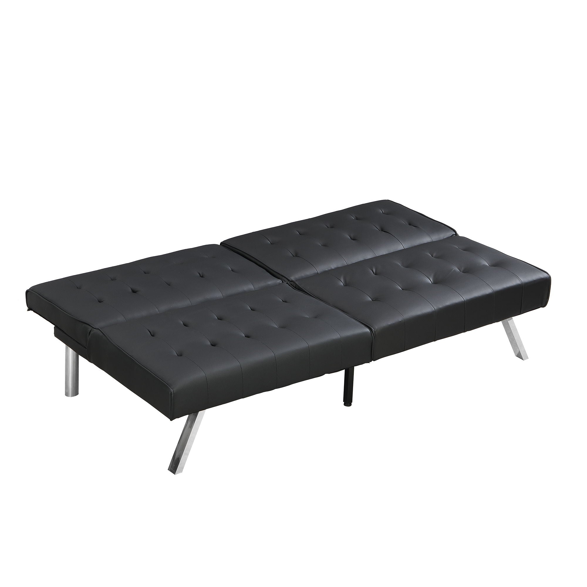 Contemporary Wood Frame Sofa Bed With Stainless Legs - Black