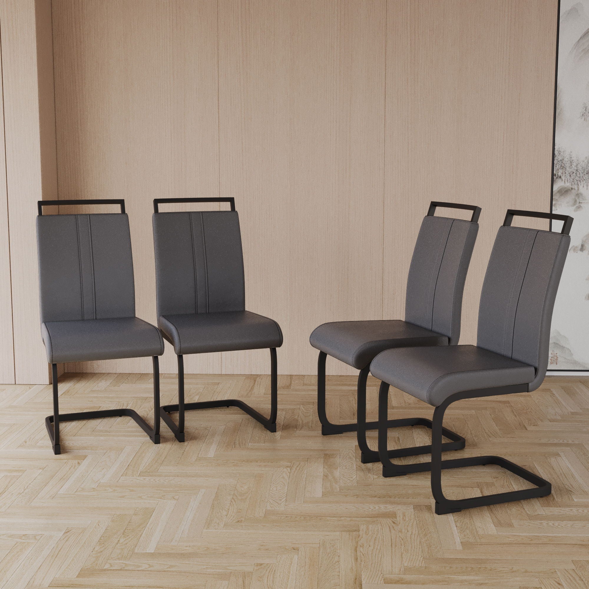 Modern Dining Chairs With High Back Upholstered Design Metal Legs
