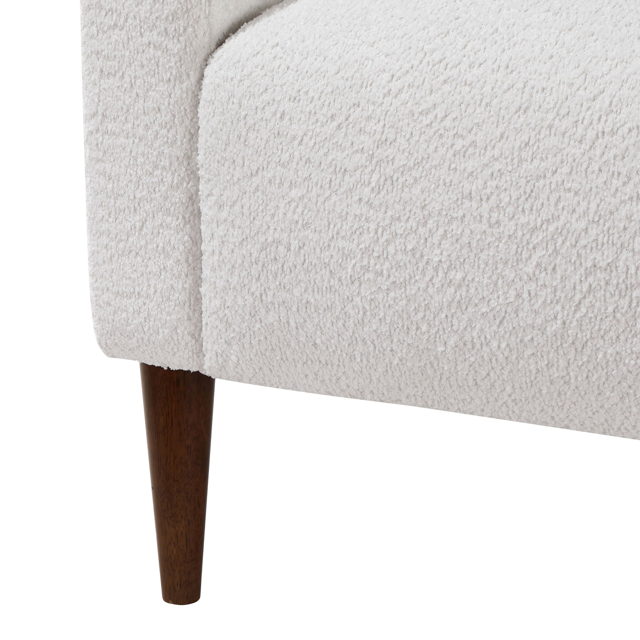 Caius - Modern Arm Chair With Boucle And Wooden Legs - White