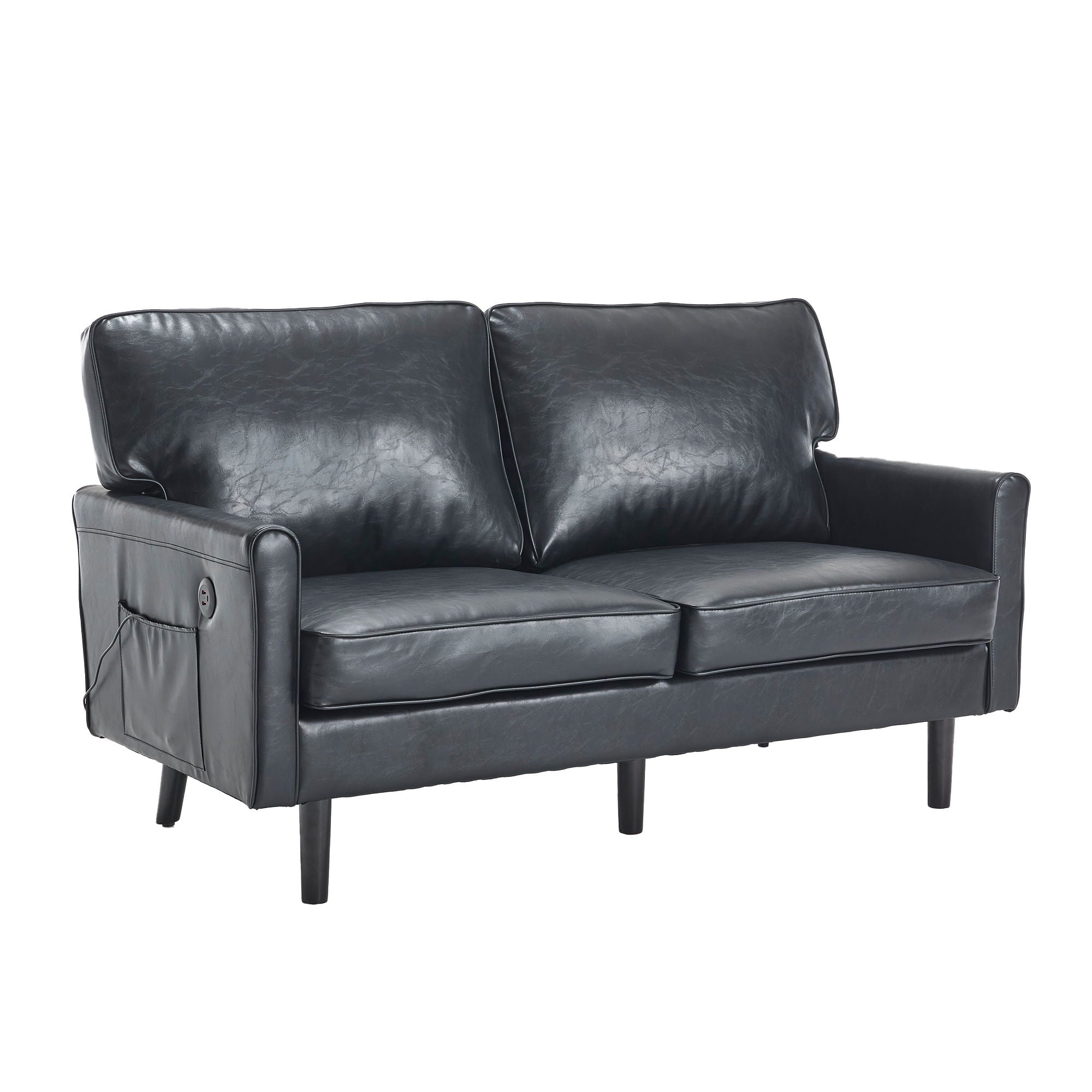 Mid Century Modern Loveseat Sofa With USB Ports, Removable Pillow Cover