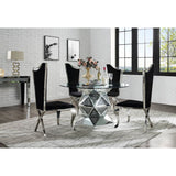 ACME Noralie - Dining Table - Mirrored & Faux Diamonds - 30" | Meri Furniture